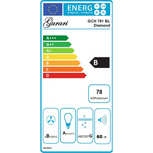 Gurari Deckenhaube GCH 791 BL Diamond Schwarze Dunstabzugshaube 850 m³/h,90cm