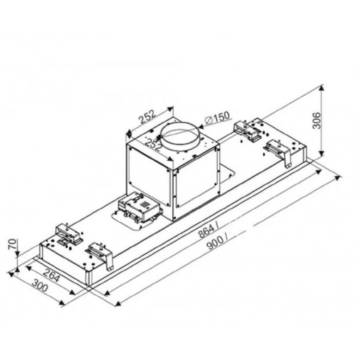 Gurari Deckenhaube GCH 974 WH 90  Diamond Dunstabzugshaube 850m³/h, Abluft/ Umluft