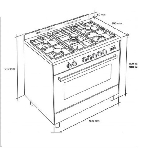 Gurari Gas Elektro StandherdGCH E 916 X 90 cm Range Coocker 89L Gurari Gas Elektro StandherdGCH E 916 X 90 cm Range Coocker 89L