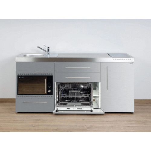 Stengel Miniküche MPGSMOS 180, Edelstahl, 180 cm, Kühlschrank, Geschirrspüler, Induktion