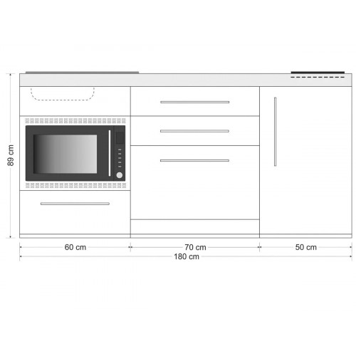 Stengel Miniküche MPGSMOS 180, Edelstahl, 180 cm, Kühlschrank, Geschirrspüler, Induktion