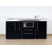 Stengel Miniküche MPM 180 A, 180 cm, Schwarz mit Kühlschrank, Mikrowelle, Induktion