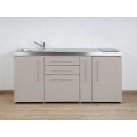 Stengel Miniküche MP 180 A, 180 cm, Sand mit Kühlschrank und Induktionskochfeld