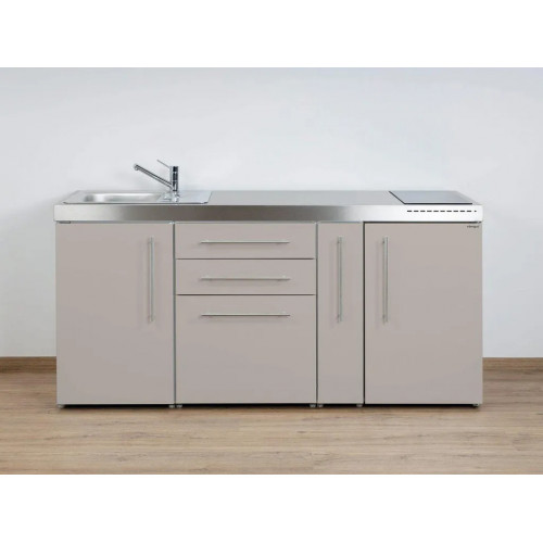 Stengel Miniküche MP 180 A, 180 cm, Sand mit Kühlschrank und Induktionskochfeld