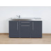 Stengel Miniküche Premiumline MP150, Küchenzeile 150cm Schiefergrau mit Kühlschrank