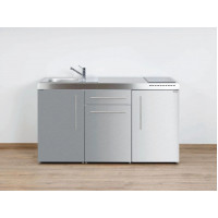 Stengel Miniküche Premiumline MP150 Edelstahl,  Küchenzeile 150cm mit Kühlschrank