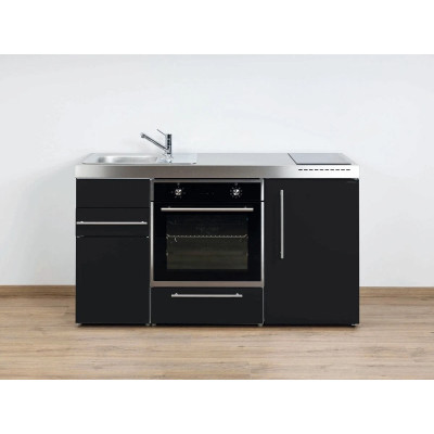 Stengel Miniküche Premiumline MPB 150 mit Backofen und Kühlschrank Schwarz 150 cm