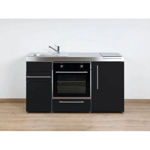 Stengel Miniküche Premiumline MPB 150 mit Backofen und Kühlschrank Schwarz 150 cm