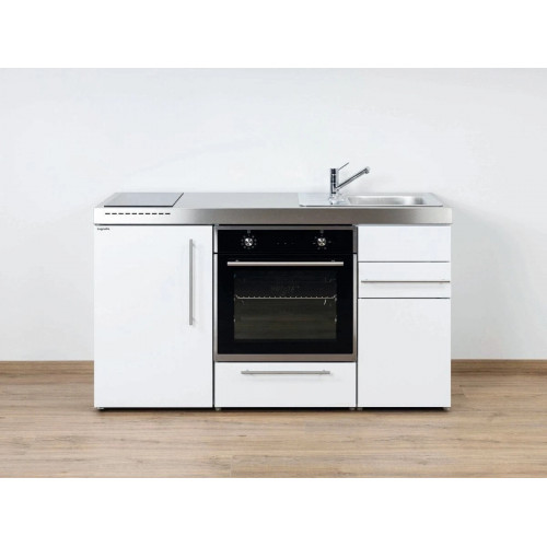 Stengel Miniküche Premiumline MPB 150 mit Backofen und Kühlschrank Weiß 150 cm