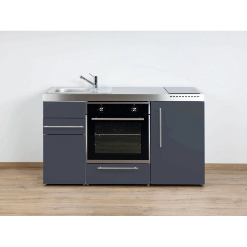 Stengel Miniküche Premiumline MPB 150 mit Backofen und Kühlschrank Schiefergrau 150 cm