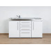 Stengel Miniküche Küchenzeile Premiumline MPS4 150 Weiß 150cm mit Kühlschrank und 4 Schubladen