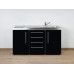 Stengel Miniküche Küchenzeile Premiumline MPS4 150 Schwarz 150cm mit Kühlschrank und 4 Schubladen
