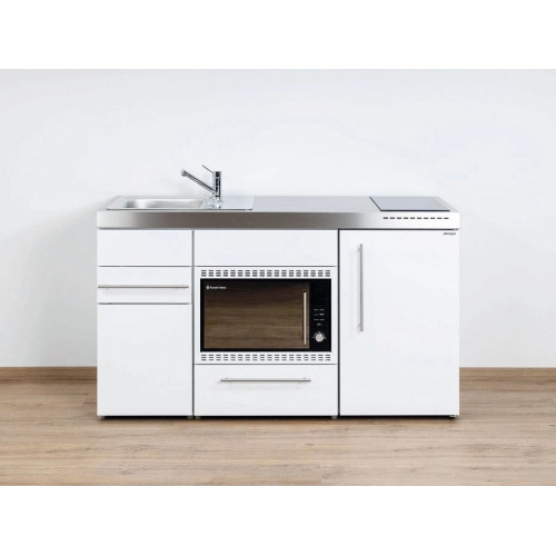 Stengel Miniküche Premiumline MPMOS 150 Weiß 150cm mit Kühlschrank und Mikrowellenofen