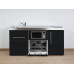 Stengel Miniküche Premiumline MPGSM 170 Schwarz (170 cm) mit Kühlschrank, Geschirrspüler und Mikrowelle