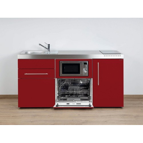 Stengel Miniküche MPGSM 170 Bordeauxrot (170 cm) mit Kühlschrank, Geschirrspüler und Mikrowelle