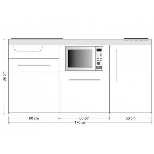 Stengel Miniküche MPGSM 170 Bordeauxrot (170 cm) mit Kühlschrank, Geschirrspüler und Mikrowelle