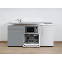 Stengel Miniküche MPGSM 170 Edelstahl (170 cm) mit Kühlschrank, Geschirrspüler und Mikrowelle