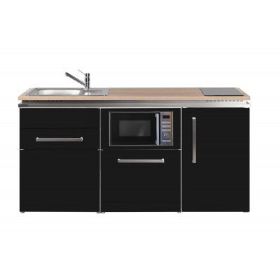 STENGEL Designline MDGSM170 Schwarz – Miniküche 170cm mit Kühlschrank, Geschirrspüler, Mikrowelle & Schublade STENGEL Designline MDGSM170 Schwarz – Miniküche 170cm mit Kühlschrank, Geschirrspüler, Mikrowelle & Schublade