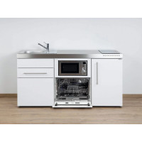Stengel Miniküche Premiumline MPGSM 170 Weiß (170 cm) mit Kühlschrank, Geschirrspüler, Mikrowelle