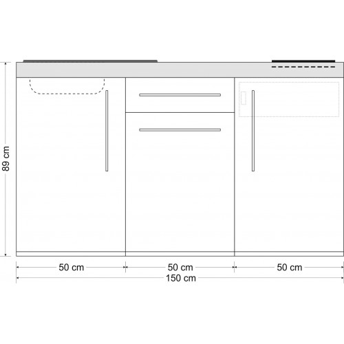 Stengel Miniküche Premiumline MP150 Sand, Küchenzeile 150 cm mit Kühlschrank Stengel Miniküche Premiumline MP150 Sand, Küchenzeile 150 cm mit Kühlschrank