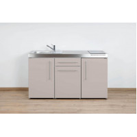 Stengel Miniküche Premiumline MP150 Sand, Küchenzeile 150 cm mit Kühlschrank