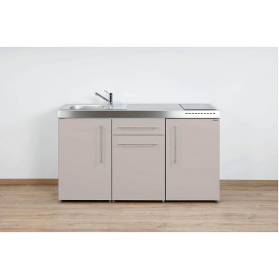 Stengel Miniküche Premiumline MP150 Sand, Küchenzeile 150 cm mit Kühlschrank
