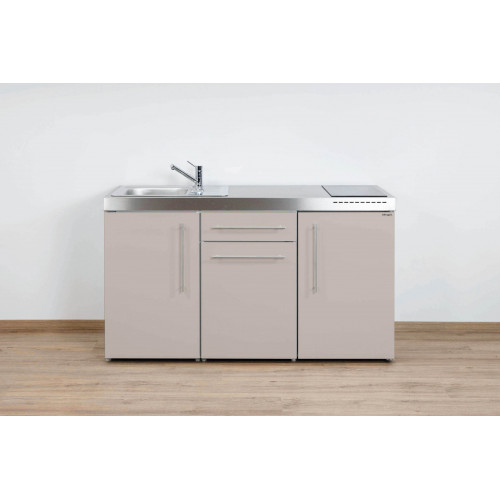 Stengel Miniküche Premiumline MP150 Sand, Küchenzeile 150 cm mit Kühlschrank