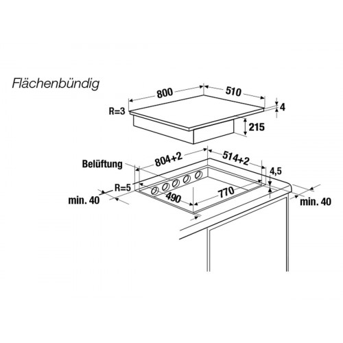 Küppersbusch KMI8590.0SR Muldenlüfter, 80cm, 4 Induktionszonen, 2 Flexzonen