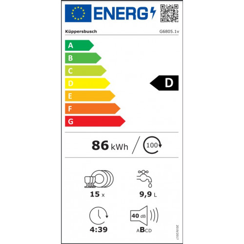 Küppersbusch G6805.1v Geschirrspüler, 60cm, vollint., Flexscharnier, Touchcontrol