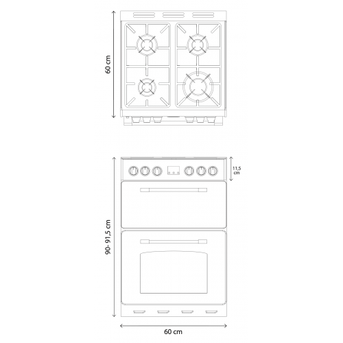 Standherd belling Farmhouse 60 DF Creme Gas Elektro Standherd 60 cm Range Coocker 