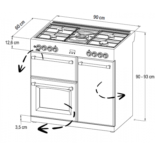 Standherd Belling Kensington 90 DFT Black Gas Elektro Standherd 90 cm Range Coocker 