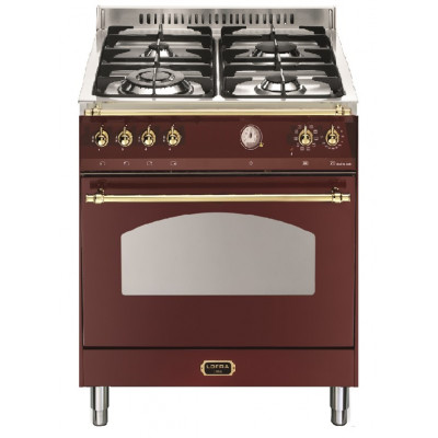 Standherd LOFRA - DOLCEVITA - SINGLE OVEN 60 cm - RR 66 MFT / CI - Burgundy - Messing Finish Range Cooker