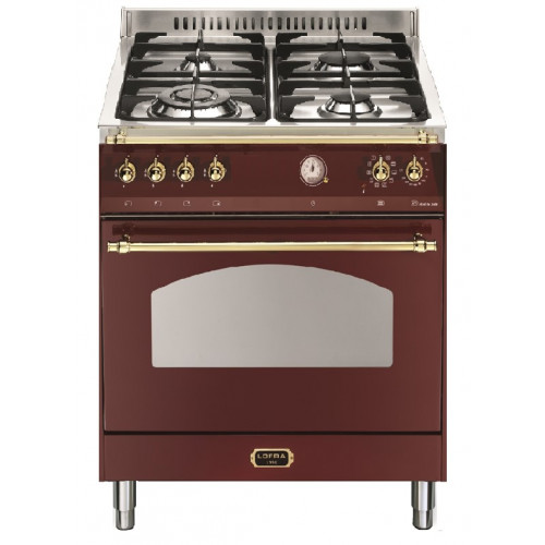 Standherd LOFRA - DOLCEVITA - SINGLE OVEN 60 cm - RR 66 MFT / CI - Burgundy - Messing Finish Range Cooker