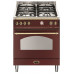 Standherd LOFRA - DOLCEVITA - SINGLE OVEN 60 cm - RR 66 MFT / CI - Burgundy - Messing Finish Range Cooker