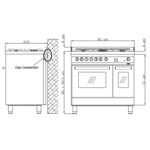 Standherd LOFRA - RAINBOW - DOUBLE OVEN 90 cm - PNMD 96 MFTE / C - Black Range Cooker