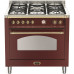 Standherd LOFRA - DOLCEVITA - SINGLE OVEN 90 cm - RRG 96 MFT/ CI - Burgundy - Messing Finish  Range Cooker