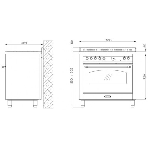 Standherd LOFRA - DOLCEVITA INDUKTION - SINGLE OVEN 90cm - RNMG 96 MFT/ 5 I - Black Chrome Finish  Range Cooker