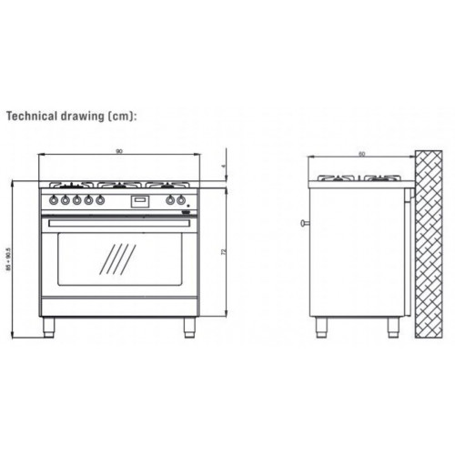 Standherd LOFRA - VENEZIA - SINGLE OVEN 90 cm - PG 96 WMFT/ AEO - Edelstahl Range Cooker