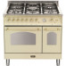 Standherd LOFRA - DOLCEVITA - DOUBLE OVEN 90 cm - RBID 96 MFTE/ CI - IVORY - Messing Finish Range Cooker