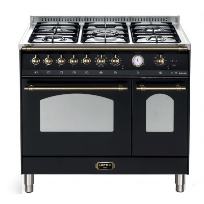 Standherd LOFRA - DOLCEVITA - DOUBLE OVEN 90 cm - RNMD 96 MFTE/ CI - Black - Bronze Finish Range Cooker