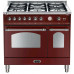 Standherd  LOFRA - DOLCEVITA - DOUBLE OVEN 90 cm - RRD 96 MFTE/CI - Burgundy - Chrome Finish Range Cooker