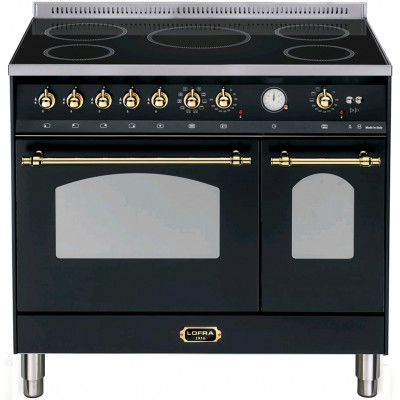 Standherd  LOFRA - DOLCEVITA INDUKTION - DOUBLE OVEN 90 cm - RNMD 96 MFTE/ 5I - Black - Messing Finish Range Cooker