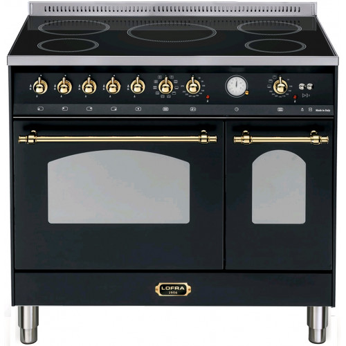 Standherd  LOFRA - DOLCEVITA INDUKTION - DOUBLE OVEN 90 cm - RNMD 96 MFTE/ 5I - Black - Messing Finish Range Cooker