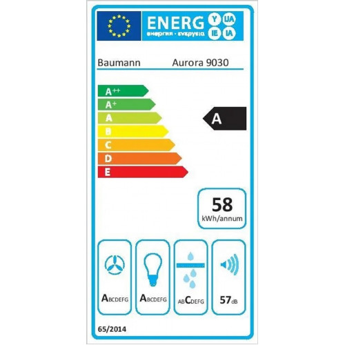 Baumann Aurora 9030 Edelstahl Deckenhaube 90 cm x 30cm  Dunstabzugshaube 857m³/h