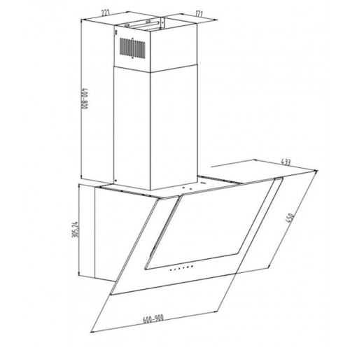 Gurari Kopffreihaube CH 6065E +Umluft.Dunstabzugshaube 60 cm, Wandhaube, Schwarz Glas