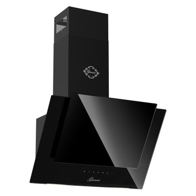 Gurari Kopffreihaube CH 6065E +Umluft.Dunstabzugshaube 60 cm, Wandhaube, Schwarz Glas