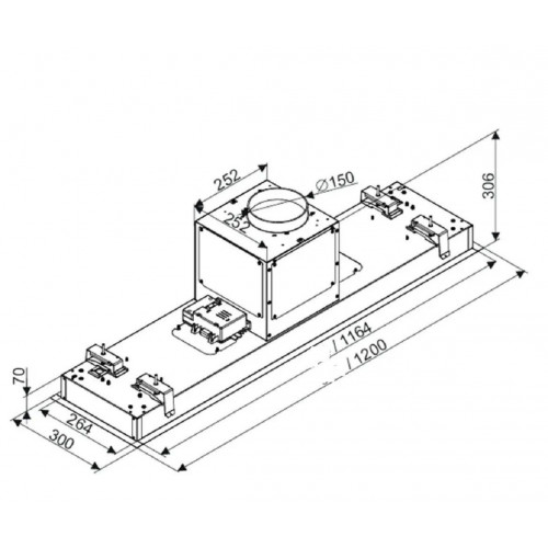 Gurari Deckenhaube GCH 974 WH 120 Diamond Dunstabzugshaube 850m³/h, Abluft/ Umluft