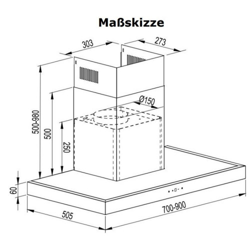 Gurari Gas-Standherd GCH E 818 X  Edelstahl Gas Elektro Standherd 90 cm 126 L +CH 5001 Dunstabzugshaube 90 cm,Edelstahl, Glas, 1000m³/h 