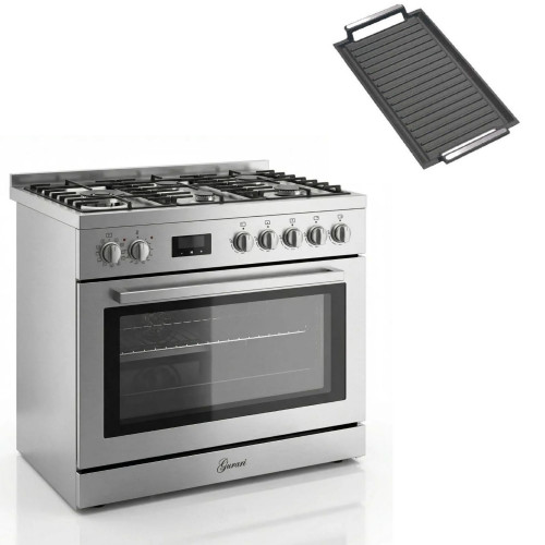 Gurari Gas-Standherd Edelstahl GCH E 818 X + Grillplatte Gas Elektro Standherd 90 cm 126 L Erdgas Fl.Gas 4 Kw WOK,Selbstreinigung 