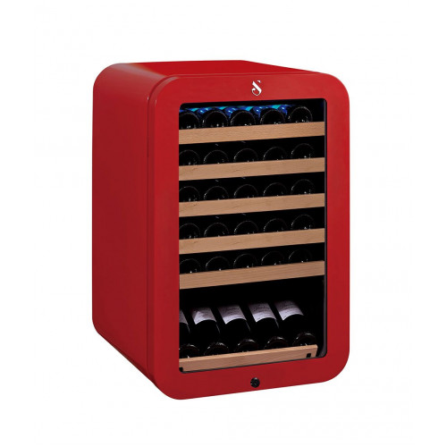 Swisscave Weinkühlschrank WL 120 F RED, 1-Zonen Weinkühlschrank, 35 Flaschen, 83cm (H), Retro Style
